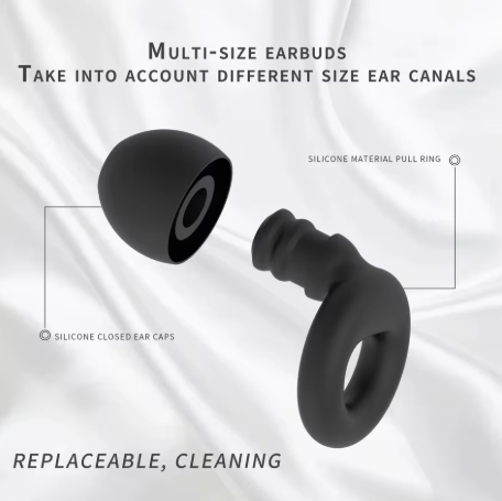 Bouchons d'oreilles réutilisables - Ultra doux & silencieux - Pack 4 tailles (XS à L)
